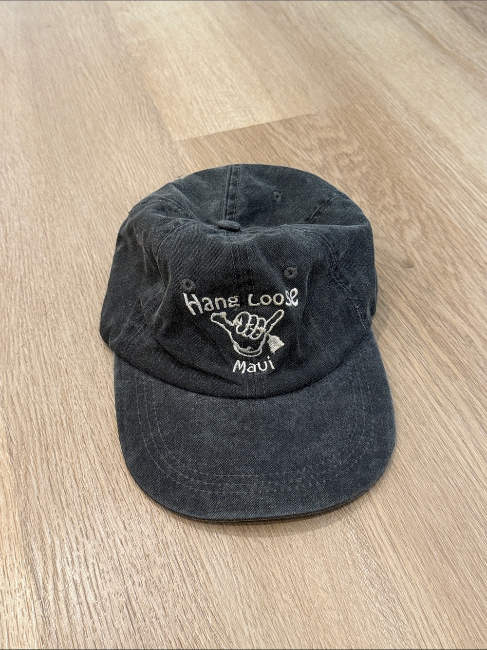 Hang Loose Maui Embroidered Black Baseball Cap